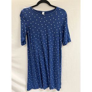 Old Navy Womens Short Sleeve Crew neck Mini Dress Blue Polka Dots Size Medium